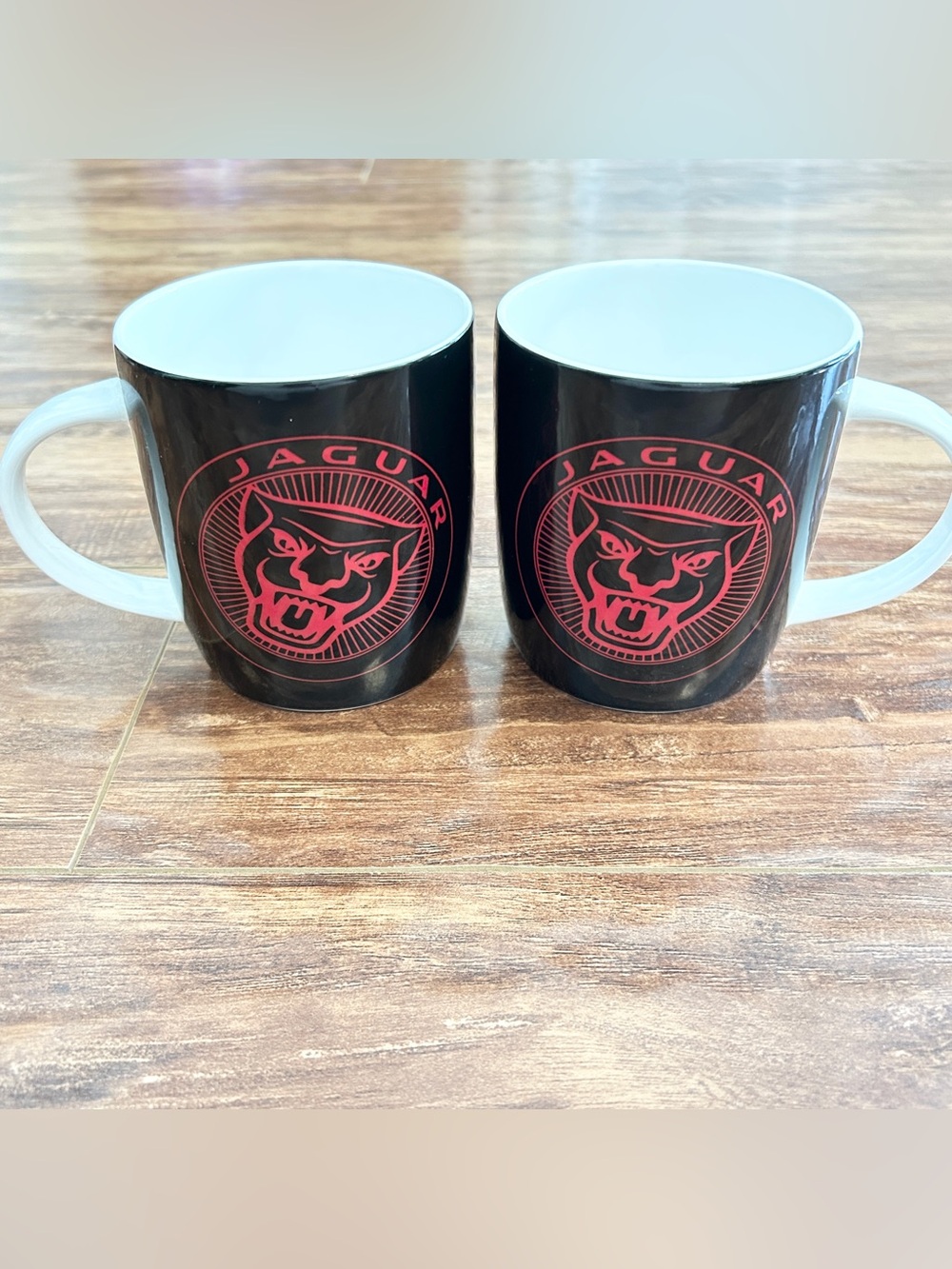 NEW 2 Jaguar mugs official merch luxury car vehicle coffee cup black red white
